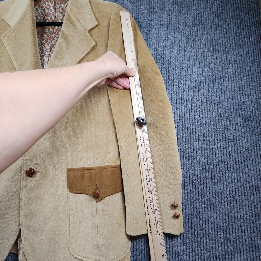 Vintage Towncraft Blazer 40R Tan Corduroy Sport Coat Suede Trim Western Jacket - Picture 12 of 15